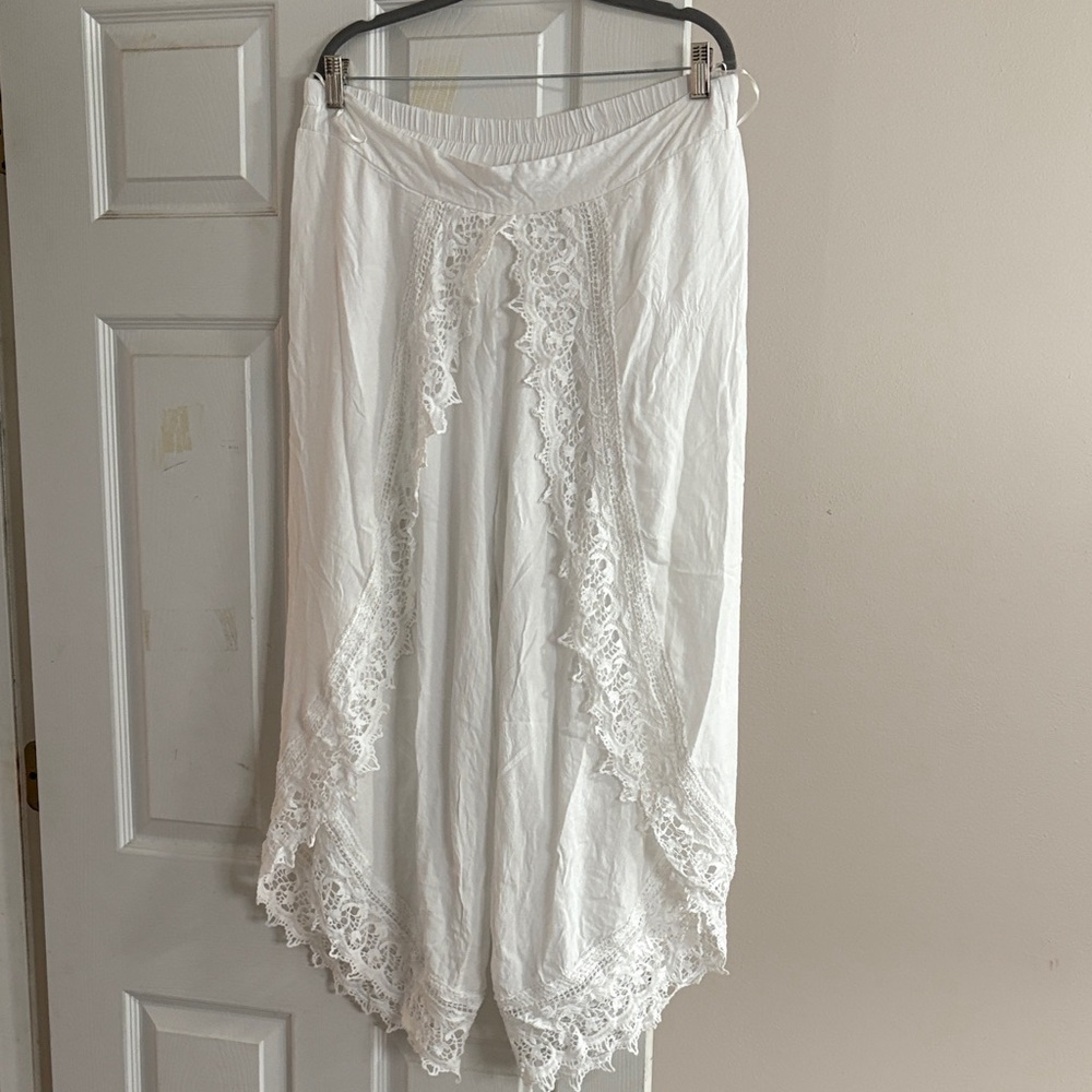 Japna White Lace Trim Swim Coverup